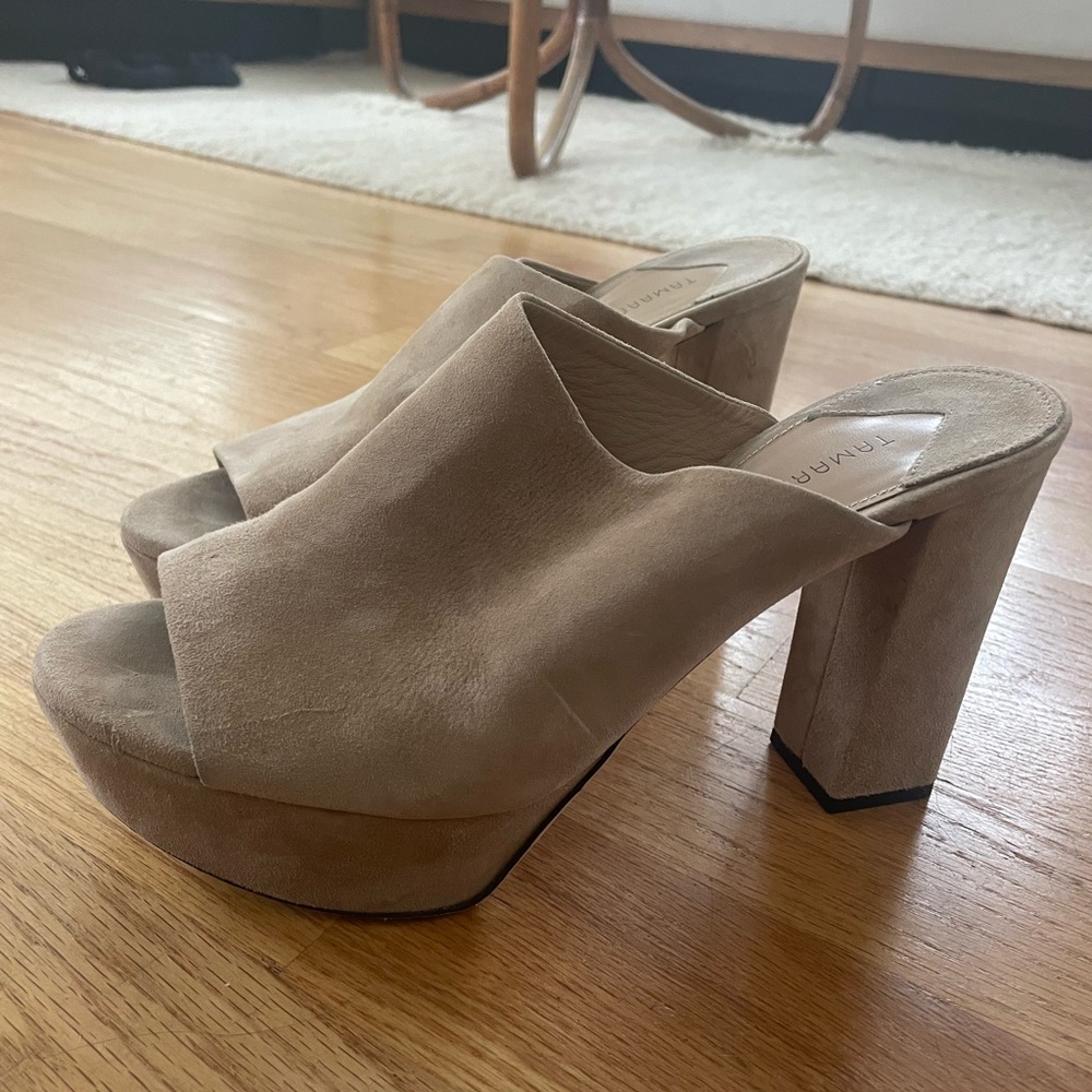 Tamara Mellon Soft Suede Creta Mules Size 42